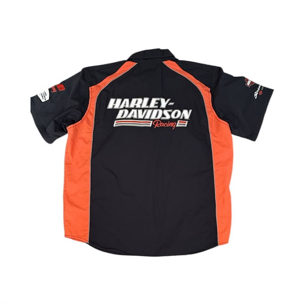 Harley-Davidson Black and Orange Racing Button-Down Shirt